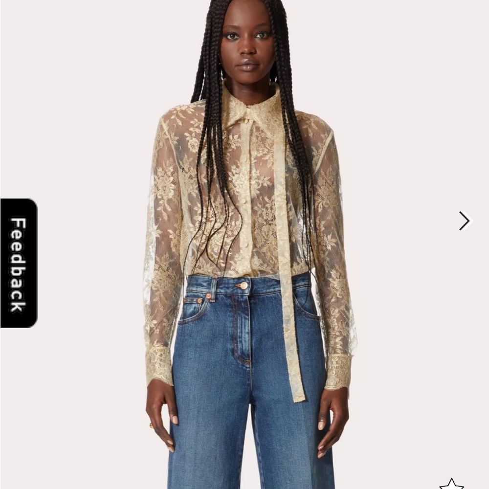 NWT VALENTINO gold lace blouse size 40 small